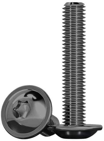 Drenky Vis à Tête Bombée Avec Collerette Noir 20 Pièces, M6x35mm Torx Pour Machines ISO 7380-2, Acier Inoxydable A2 V2A, Filetage Complet