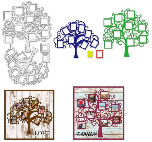 BENECREAT 2 fustelle decorative per albero genealogico, per scrapbooking, album fotografico, creazione di biglietti di auguri, 18,8 x 10,8 cm