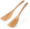 Hefild 2pcs Curved Wooden Spatula for Cooking, 12.5inch Wood Turner for Frying, Non-Scratch Wood Flat Spurtle for Pan & Wok, Acacia Wooden Cooking Utensils for Non Stick Cookware, Long Handle Scraper