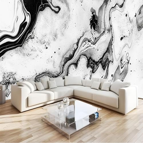 Negro Fotomurales Decorativos Pared Textura de tinta de mármol Papel Pintado 400x280 cm Murales Pared HD Moderno 3D Impresión Del Arte Oficina Tv De Fondo Fotomurales