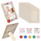 Fegat Bilderrahmen Bastelset-8 Stück Holzfarbe Bilderrahmen DIY Rechteckige Rechteckbilderrahmen-Set in Holzfarbe für Enthält Glitzersteine und Glitter-Moosgummi-Sticker