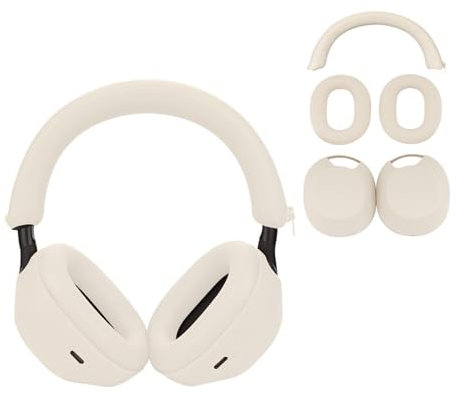 Adhiper WH-1000XM5 Custodia protettiva per auricolari, archetto con cerniera per cuffie Sony WH-1000XM5, custodia protettiva sportiva, resistente al sudore e facile da pulire (crema)