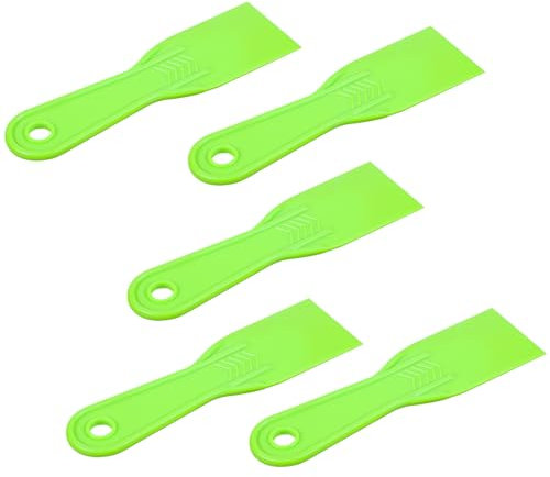 JIYIN 5 PCS Plastic Putty Knife, 2 Inch Green Flexible Plastic Paint Scraper Tool for Taping Drywall Wall Painting Putty Knife Set Plastic Spreader Spackle Tool for Spackling Patching