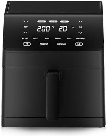 DEIME 6L Friggitrice ad aria Oil-free 1700 W Grande capacità Friggitrici ad aria sano Fornello con 10 Preset, visivo Finestra di cottura, antiaderente Cestino