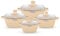 Royalford 4Pcs Die-Cast Aluminium Stockpot Set with Glass Lids - Induction Safe Non-Stick Casserole Set - Granite Coating Cookware Pots - Large Cooking Stockpot - Suitable for Most Types of Hobs Beige