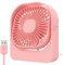 GeeRic Ventilador Portatil USB, Mini Ventilador de Mesa Potente 3 Velocidades 360° Ajustable Sobremesa Silencioso para la Oficina, Viaje (Rosa)