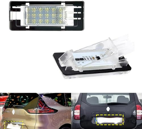 GSRECY License Plate Light Compatible with Dacia Duster 2010-2018, Dacia Logan II MCV, 2Pcs Rear LED Number Plate Lamps with Canbus