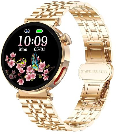Knauermann NEO 2 (2025) – Oro rotondo – Orologio sanitario smartwatch – ECG – Funzione HRV – BT Bluetooth – apnea notturna – pressione sanguigna – cinturino (acciaio inossidabile) – strumento,