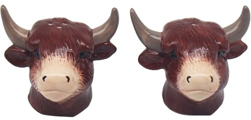 The Leonardo Collection Highland Cow Salt and Pepper Shakers | Ceramic Country Farmhouse Salt & Pepper Set for Home & Kitchen | Lovely Kitchenware Tabletops for Dining & Decor