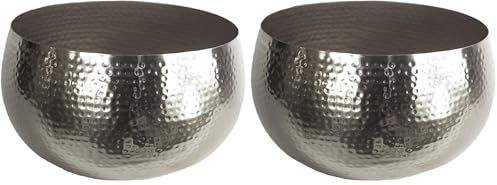 Leaf Large Straight Edge Hammered Metal Planter, Silver, 32cm x 20cm (Pack of 2)