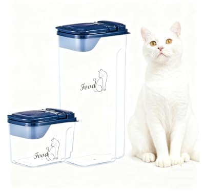 ZoeQide Katzenfutter Aufbewahrungsbox 4 L + 1,5 L – Futterbehälter Katze mit Ausgießer & Dosierbecher, BPA-frei, Transparenter Trockenfutter Vorratsdose mit Großöffnung für Katze & Hund