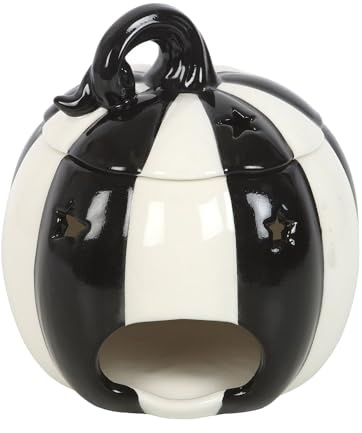 Something Different Strange & Unusual Striped Pumpkin Oil Burner (One Size) (Black/White)