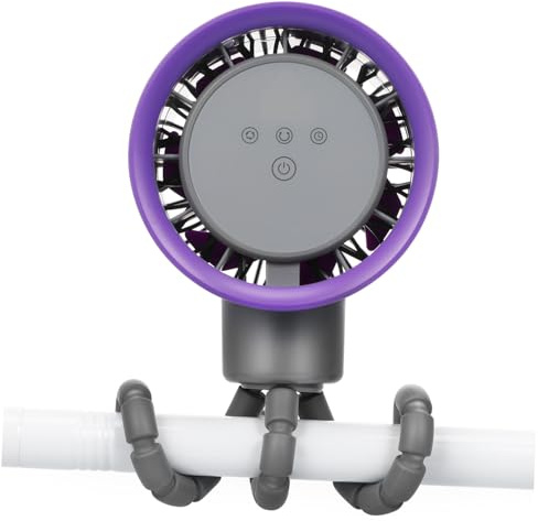 TOGEVAL Ventilador Portátil para Cochecito con Motor Silencioso Recargable y Ventilador con Trípode Flexible y Protección Infantil para Uso Exteriores y Escritorio