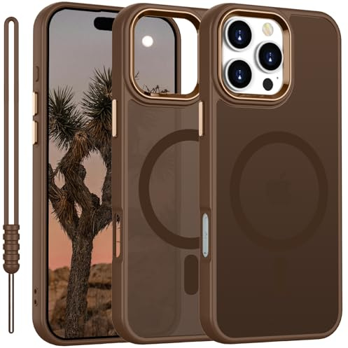 YUANDMI für iPhone 16 Pro Hülle Kompatibel mit MagSafe, Handyhülle für iPhone 16 Pro Magnetisch Leicht Dünn Matte Touch, rutschfest Kratzfest Schutz Stoßfest Hülle Braun