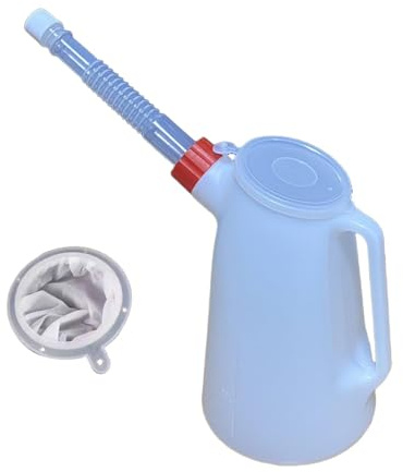 Fiocias Pichet à Huile Récipient de Mesure D'Huile avec Couvercle Anti-Fuite Bec Verseur Allongé Poignée Solide Échelle Claire Matière Résistante à La Chaleur, 1.2l