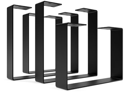 HEVVA 2X Couchtischbeine/Bankbeine - Turin - U-Form (35x43 cm, Schwarz) | Couchtischgestell, DIY-Couchtisch, Bankgestell für den Innen- und Außenbereich, Bankbeine aus Metall, Couchtischkufen