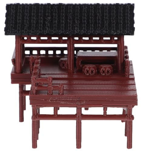 Aquariumstatue Pavillon Braun aus Kunststoff im Orientalischen Stil | Mikro Landschaftsornament, für Büro und Aquariendeko, Vielseitig als Display