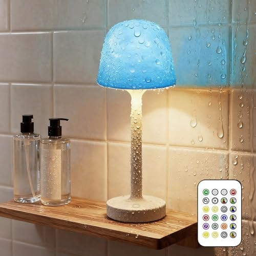 Loowoko Duschlampe wasserdicht, 16 Farben Badezimmer Lichtprojektor Nordlicht, Wiederaufladbares Polarlicht Lampe mit Touch & Fernbedienung, Zimmer Deko, Geschenke für frauen