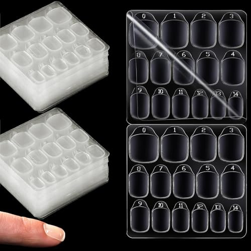600 Pcs Autocollant Ongle 15 Tailles, Faux Ongles Autocollants Patch Ongles Autocollant Gel Pad Ongles Adhésif Transparent pour Manucure Press On