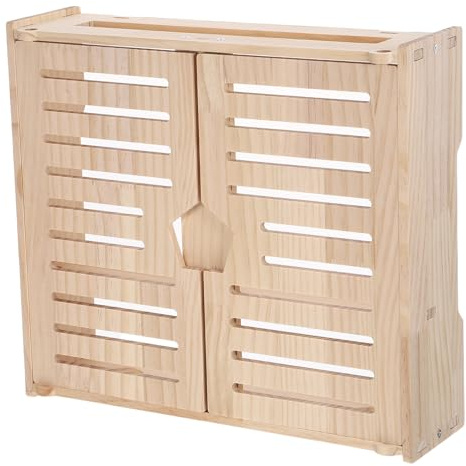 Wooden Router Storage Box 2-layer Wall Mount Shelf Hider | Cable Holes, Open Bottom Design, Home and Office Use, Universal Fit for Most Modem Setups