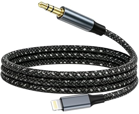 Cavo Aux iPhone 1M, Lightning to Jack 3.5mm [Certificato Apple MFi] Adattatore Jack Lightning per Autoradio/Cuffie/Altoparlanti, Adattatore Lightning Jack Cuffie per iPhone 14 Pro Max 13 12 11 XS X 8