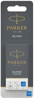 Parker QUINK Long Fountain Pen Ink Refill Cartridges, Blue, 5 Count