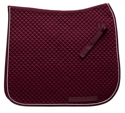 HKM Dressage Saddle cloth with piping Dark Red/Silver Cob/Full