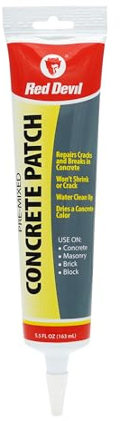 Red Devil 0645 Concrete Repair Patch, Cement Crack Filler, 5.5 Oz Squeeze Tube, Pre-Mixed, Pack of 1, Gray, Made in USA