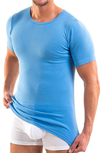 HERMKO 3840 Herren Business Shirt aus 100% Bio-Baumwolle, Kurzarm Hemd, 1/2-Arm Unterhemd in vielen Farben, Größe:D 13 = EU 7XL, Farbe:hellblau