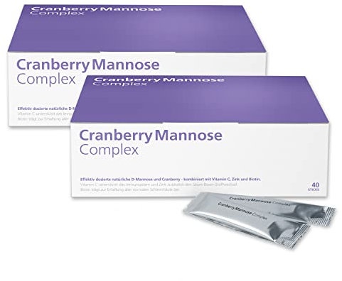 Cranberry Mannose Complex - D-Mannose Pulver hochdosiert + Cranberry + Zink + Biotin + natürliches Vitamin C. Gesunde Blase schonend und laborgeprüft.