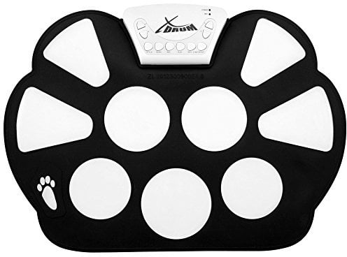 XDrum PDP-10 Pico Roll-Drum-Pad (10 Pads, Aufnahmefunktion, USB, 3 Drum Sounds, 2 Pedale, verschiedene Demo Songs und Begleitrhythmen, batteriebetrieben) inkl. Drum Sticks, Pedale und USB-Kabel