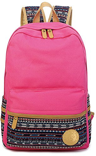 Leaper Lässiger Canvas-Laptop-Rucksack, Reisetasche, Rose, Large, Tagesrucksäcke