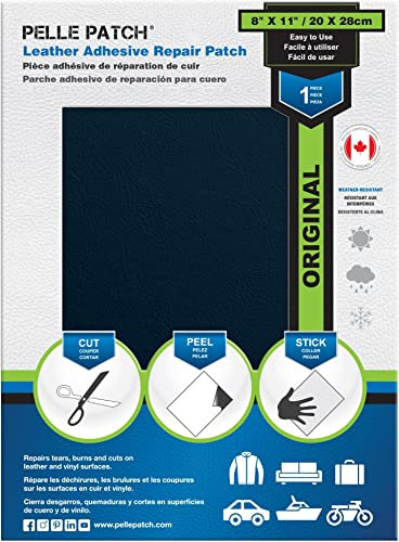 Pelle Patch - Leder Klebeband - In 25 Farben erhältlich - Original 20cm x 28cm - Mittelblau