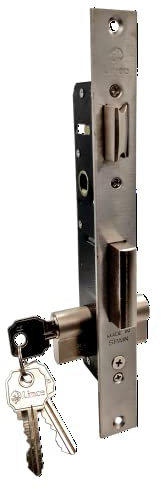 Lince Cerradura 553020 I Cerraduras para carpinterías de aluminio 20mm. I Frente Inoxidable I Cerradura de embutir I Picaporte Reversible I Para perfiles estrechos.