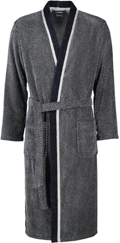 Cawö Bademantel Herren Kimono Gemustert Silber-schwarz 56