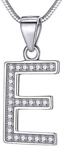 Morella Damen Buchstabenhalskette Halskette und Anhänger Buchstabe E aus 925 Silber rhodiniert 45 cm lang