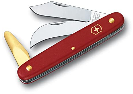 Victorinox, Taschenwerkzeug, Garten, Okulier- und Hakenmesser 3, rot, 3, Funktionen, Klinge, gebogen;Klinge, spitz;Messing-Rindenlöser, Swiss Made