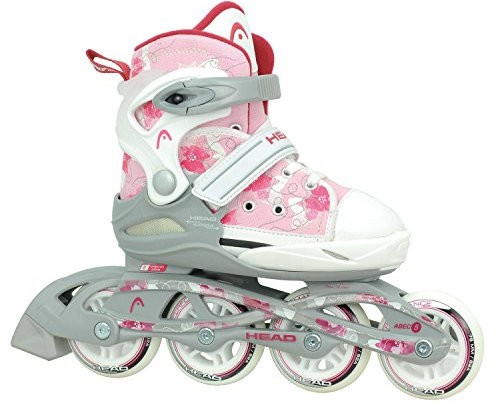 HEAD - Kinder Inlineskates I verstellbar I 6 Größen I Rollerskates für Kinder I ideal für Anfänger I komfortable Skates I Inliner für Mädchen I mit Blumen-Design - Rosa/Weiß