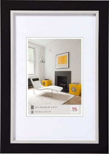 walther design Bilderrahmen schwarz 13 x 18 cm mit silberne Innenkante Metro Designrahmen LO318B
