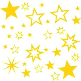 30 Stück gold-Gelbe Sterne Aufkleber, Mix-Set, Fensterdekoration zu Weihnachten Fensterbild / Fensteraufkleber, Wandtattoo Deko Sticker, Autoaufkleber, Weihnachtsdekoration, Schaufenster In- und Outdoor Sternchen, Autoaufkleber 70001