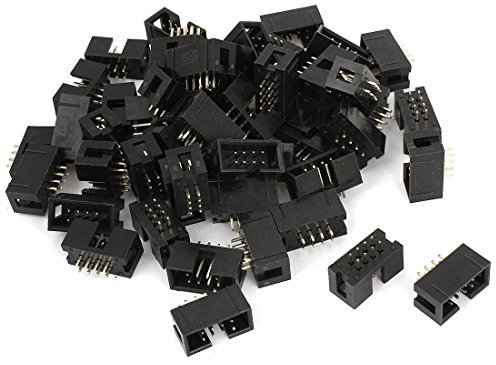 sourcing map 50 Stück IDC Box Header DC3-8P 8-Wege 2,54 mm JTAG Buchse Schwarz de