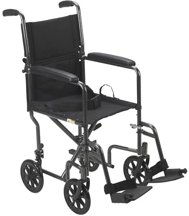Drive Medical Lightweight Folding Transport Wheelchair - Reliable Mobility Support - Durable Steel Frame - Swing-Away Footrests - Compact Travel Design - Silver