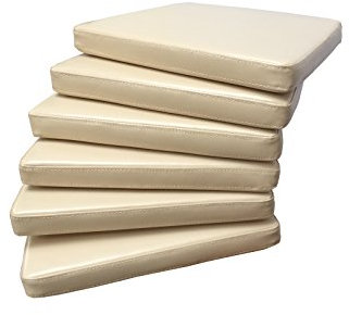 Sedex 6er Set Stuhlkissen Larissa Sitzpolster Kunstleder Beige