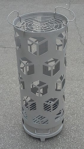 ZX Feuersäule Feuerkorb mit Grill Funktion Cube rund Höhe: 103cm Durchmesser: 39cm