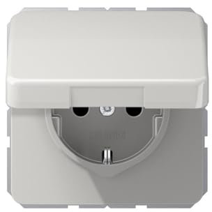 Jung 1520 BFKL LG Schuko Steckdose 16 A 250 V bruchsicher mit Klappdeckel Serie CD lichtgrau