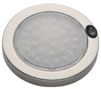 lighteu, 12 V / 2.2 W, 140 MM, 316L Edelstahl, Design-Led Dome Licht Deckenleuchte Mit Schalter (warmweiß) für Boot, Yacht und Caravan, Wohnmobil, Wohnmobil, RV [Energieklasse A]