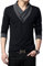 Legou Herren Langarm Schal Style Neck Baumwolle T-ShirtSchwarz XXXL