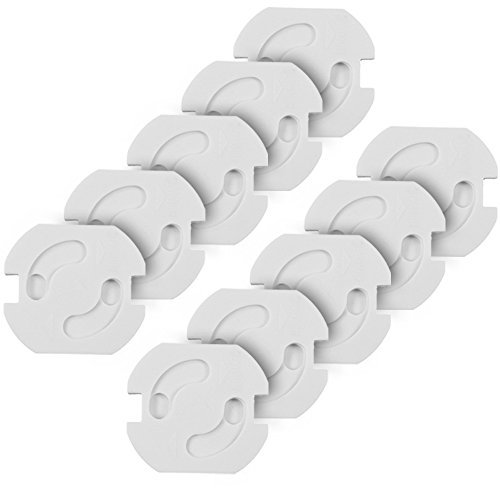 com-four® 10x Kinderschutz für Steckdosen, Steckdosensicherung - Kindersicherung mit Drehmechanik - optimaler Steckdosenschutz für Babys und Kleinkinder in Weiß (10 Stück)