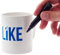 Tasse 'I like' zum Beschriften, mit 3 abwaschbaren Markern/Stiften, Schrift wird durch Erhitzen fixiert, Social-Media- Daumen-Hoch- Motiv ('gefällt mir'), zum Selbstgestalten oder als Geschenk