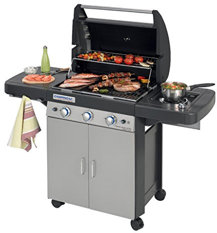 Campingaz 3 Series Classic LS Plus Barbacoa a Gas con 3 quemadores de acero inoxidable (9.6 kW potencia) y un asador lateral (2.3 kW potencia) | 11.9 kW de potencia totales | Sistema de limpieza InstaClean para una limpieza fácil